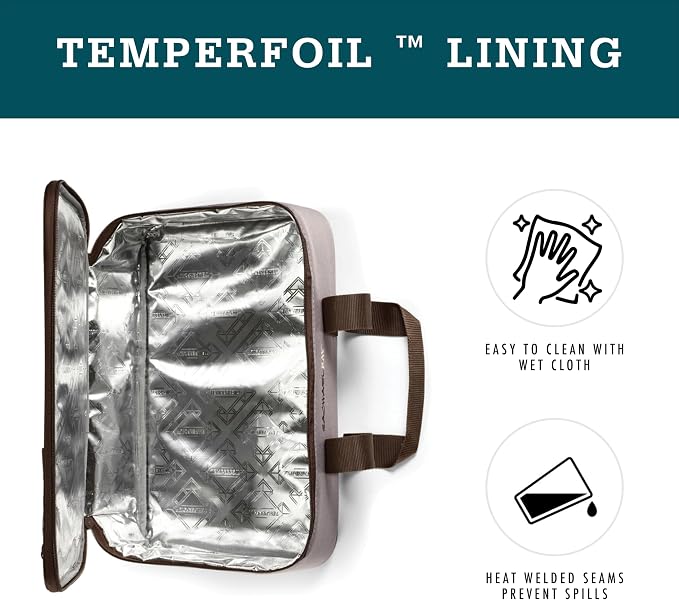 Rachael Ray Lugger Duo, Insulated Casserole Carrier for Hot or Cold Food, Thermal Lasanga Lugger Tote for Pockluck, Parties, Picnic, and Cookouts, Fits 9" x 13" Baking Dish, Sea Salt Grey