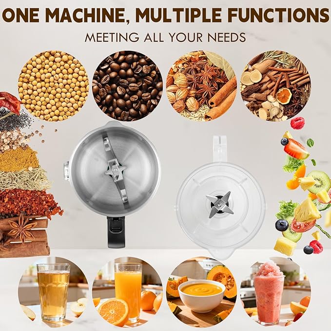 Mixer Grinder For Kitchen - Dry Grinding Cup For Grinding Spices, Nuts, Grains, And Coffee. Comes With A 750ml Fruit Juicer Cup. (Black+cup)