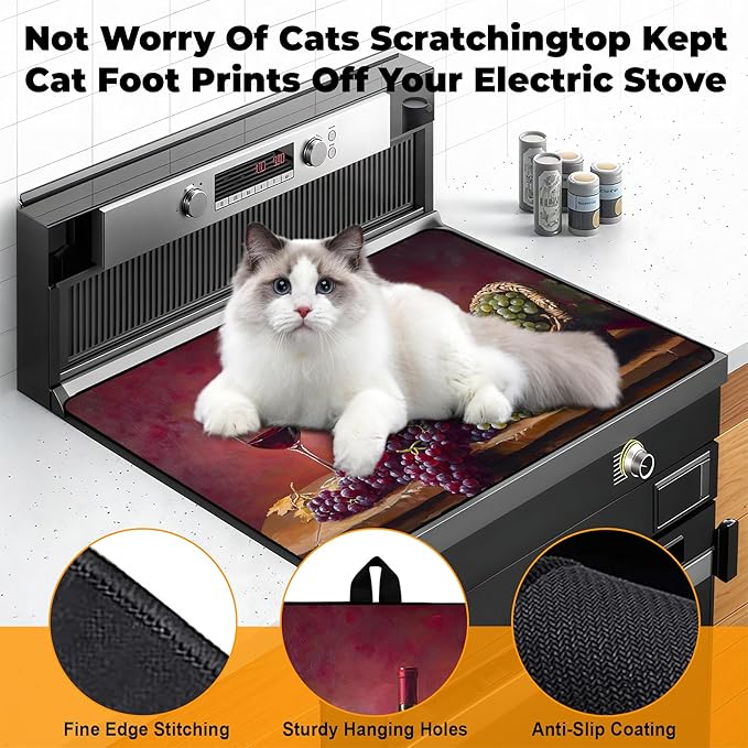 Heat-Resistant Glass Stove Top Cover with Anti-Slip Rubber Coating – 28.5x20.5 Inch Electric Stove Protector, Scratch-Resistant, Expands Counter Space, Stylish Kitchen Decor
