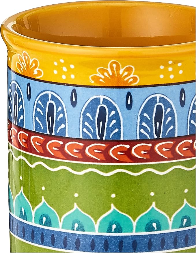 Valencia Mugs Set of 4 – 16 oz Colorful Ceramic Coffee Cups with Bold Multicolor Patterns, Microwave & Dishwasher Safe, Boho Kitchen Drinkware for Tea, Cocoa & More (Pack of 3)