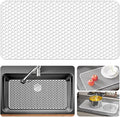 Bestjing Silicone Sink Protectors for Kitchen Sink - 28.3"x 15.7" Kitchen Protector Accessory, Non-Slip Heat Resistant Mat for Bottom of Farmhouse Stainless Steel Porcelain (White)
