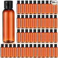 Zhehao 200 Pcs 2 oz Brown Plastic Empty Bottles Small Travel Size Bottles with Flip Cap Empty Transparent Dispenser Container for Liquids Toiletries Shampoo Lotion (Black Cap)