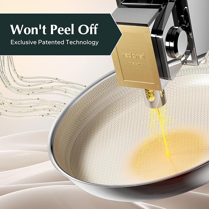Redchef Nonstick Frying Pan Set Tri-Ply Hybrid Ceramic Frying pan 3 Piece, 8, 9.5, 11 Inch, Kitchen Frying Pans, Skillet PTFE PFAS-Free, Dishwasher and Oven Safe, Induction Ready, All Cooktops