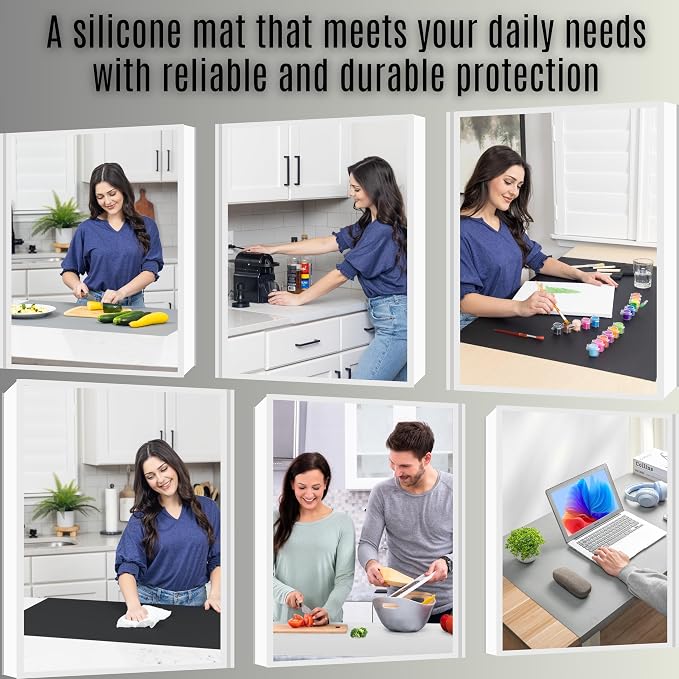 Extra Large Silicone Mats for Crafts with "Edge Protection" – Silicone Table Mat – Multipurpose Heat Resistant Silicone Mat – No Folds or Wrinkles – 1.5mm Thick, 36"x24", Translucent