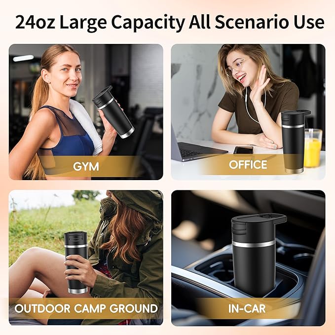 Portable Blender for Mothers Day Gift Smoothies&Shakes 24oz Insulated Cup Cordless, Personal Licuadora Portatil With Stainless Steel, USB-C Rechargeable, BPA Free, Ideal Gift for Men Women