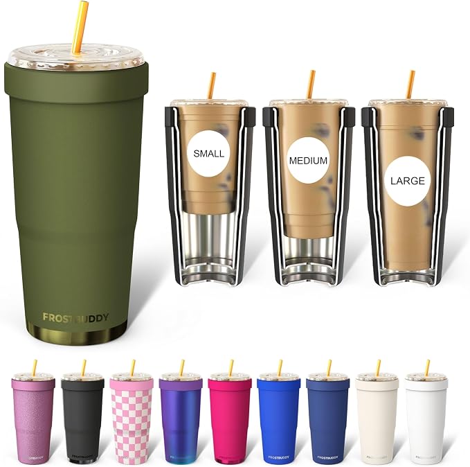 Frost Buddy Togo Buddy 30 oz Stainless Steel Vacuum Insulated Tumbler To Go Coffee Cup – Iced Coffee Cups, Iced Coffee Sleeve, Travel Mug, Thermal Cup for Hot & Cold Drinks Dunkin Cup (Tactical Green)