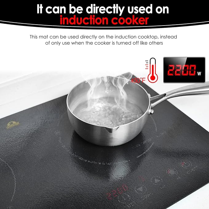 KitchenRaku Large Induction Cooktop Protector Mat, 20.4 x 30.7 inch, Translucent Magnetic Electric Stove Burner Covers, Antiscratch Glass Top Stove Cover