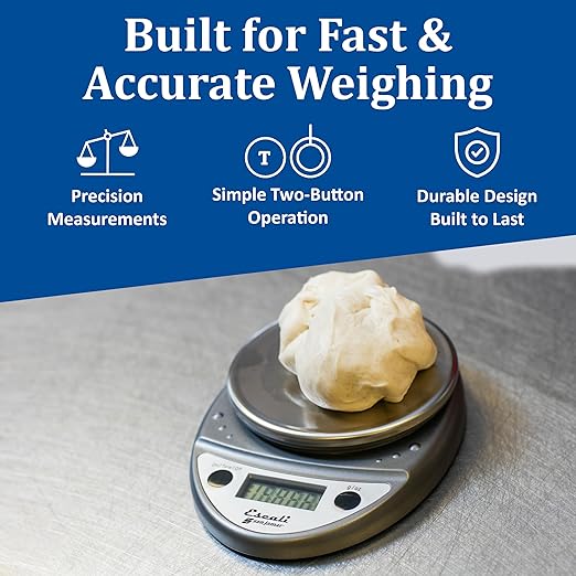 San Jamar SCDGP11M Professional Round Digital Food/Kitchen Scale, 11 lb Capacity, Metallic