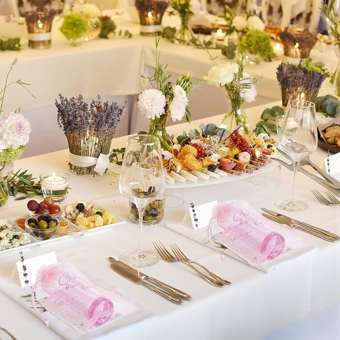 Sliner 50 Set Wedding Favors for Guests Bulk 2oz Acrylic Take a Shot We Tied the Knot Shot Glasses with Thank You Cards Organza Bags for Guest Souvenirs Wedding Newlyweds Bridal Shower Gifts (Pink)