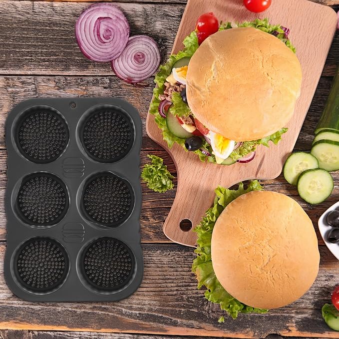 Reallnaive 8 Pcs Silicone Baguette Hamburger Bun Baking Pan Set 4 6 9 Cup French Bun Mold 3 Cup Nonstick Baguette Bread Pan with Tool for Homemade Bread Loaf Sandwich Microwave