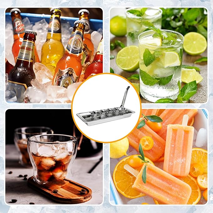 Stainless Steel Ice Cube Tray with 18 Slots, Metal Ice Cube Maker with Removable Trays, Easy Release Handle & Level, Dishwasher Safe for Bars, Kitchens & Frozen Foods