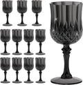 7OZ Plastic Wine Glasses, Reusable Vintage Goblets Unbreakable Drinking Glasses Crystal Water Cups Champagne for Wedding, Parties (12, Black)