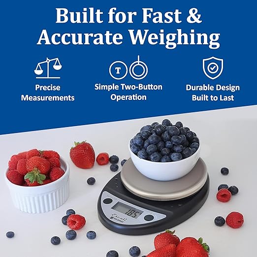 San Jamar SCDGP11BK Professional Round Digital Food Kitchen Scale, 11 lb Capacity, Black