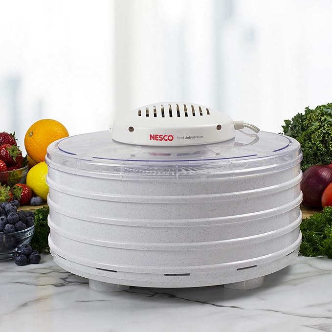 Nesco FD-37A Food Dehydrator for Herbs, Fruit, Beef Jerky, 4 Trays, Speckled White