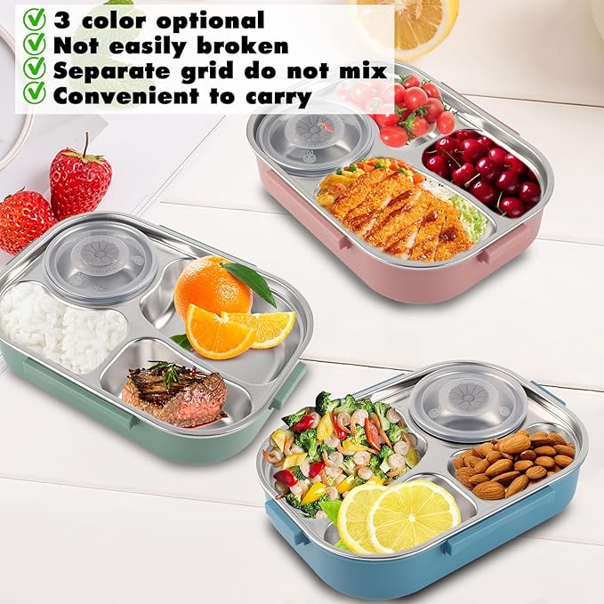 1200ml & 1500ml Lunch Box Food Lunch Containers with Spoon Chopsticks & Soup Bowl Adult Kids Bento Lunch Box with Tableware Removable Liner, for School Office Picnic