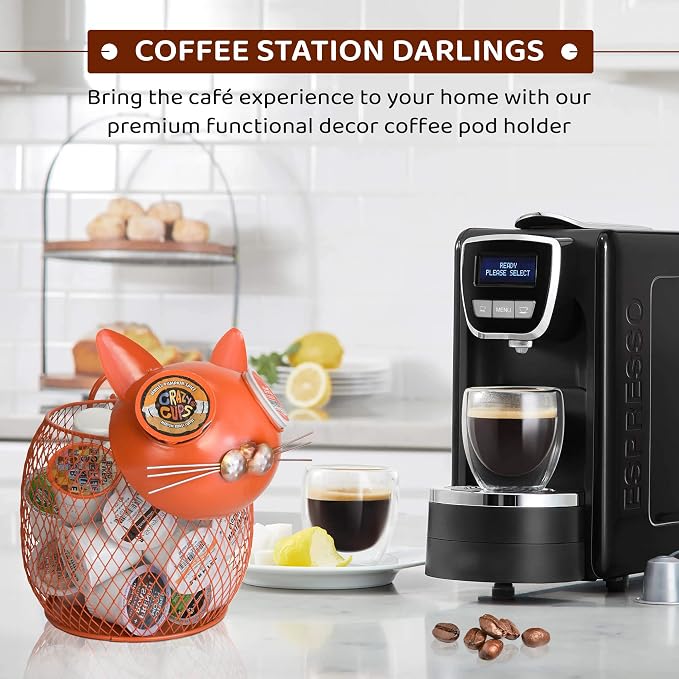 Made Easy Kit Coffee Pod Organizer - Home Coffee Bar Functional Décor - Café Station Countertop Storage Accessories (Brown Horse)