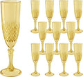 Plastic Champagne Flutes, Champagne Glasses Bulk, Reusable Unbreakable Acrylic Wine Glasses Goblets for Weddings Bachelor Parties Toasting Bridal Shower (12, Gold)