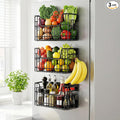 3PCS Magnetic Shelves for Fridge, Strong Metal Magnetic Fruit Vegetable Basket Kitchen Storage Fridge Organizer for Potato & Onion, Fully Assemble