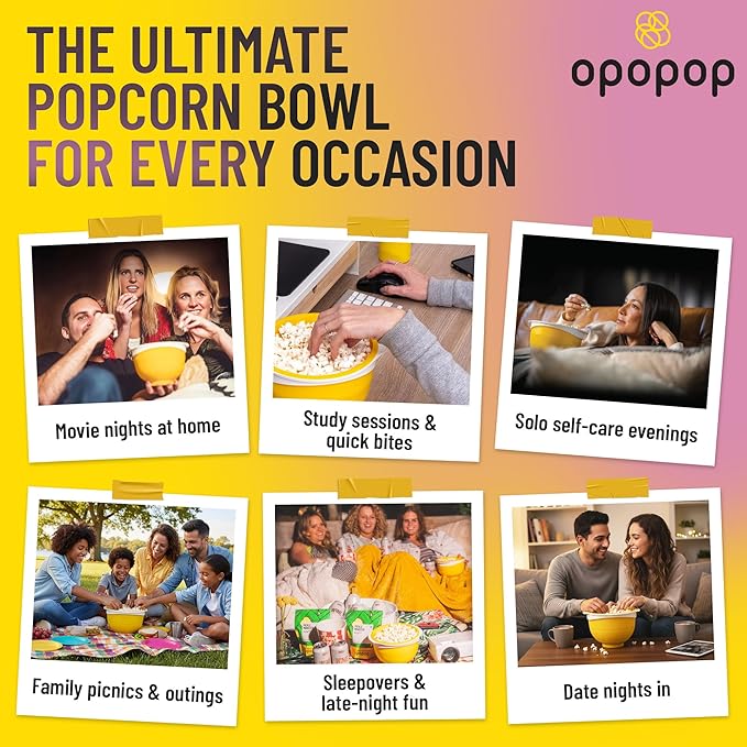 Opopop Silicone Popcorn Popper - Microwave Popcorn Maker Collapsible Bowl, BPA-Free and Dishwasher Safe