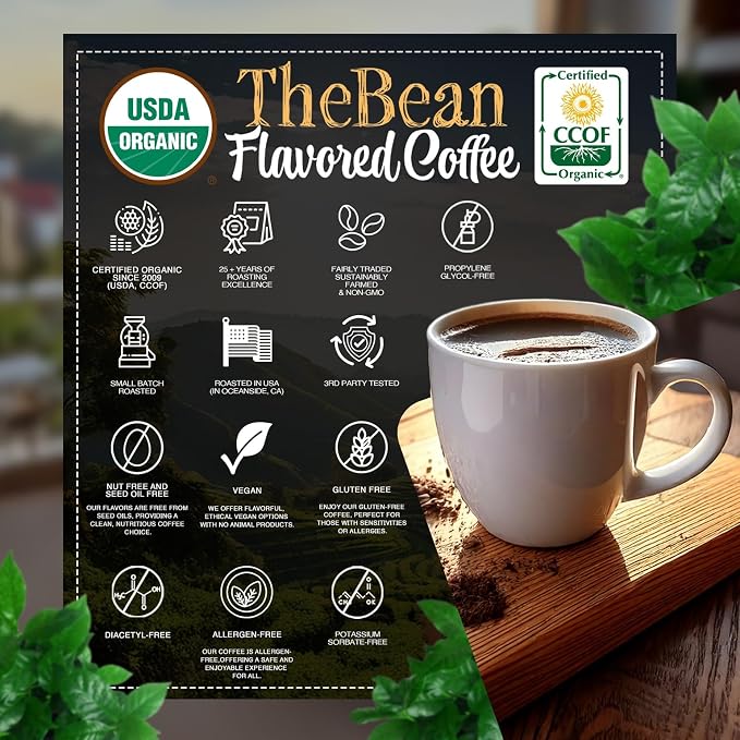 The Bean Organic Coffee Company Irish Cream, Medium Roast, Whole Bean Coffee, 16-Ounce Bags (Pack of 2)