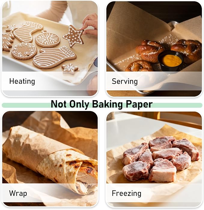 EcoDispose Non-Stick Precut Parchment Paper Baking Sheets Half Pan liner for Bake (12-3/16" x 16-3/8",Unbleached,100PCS)