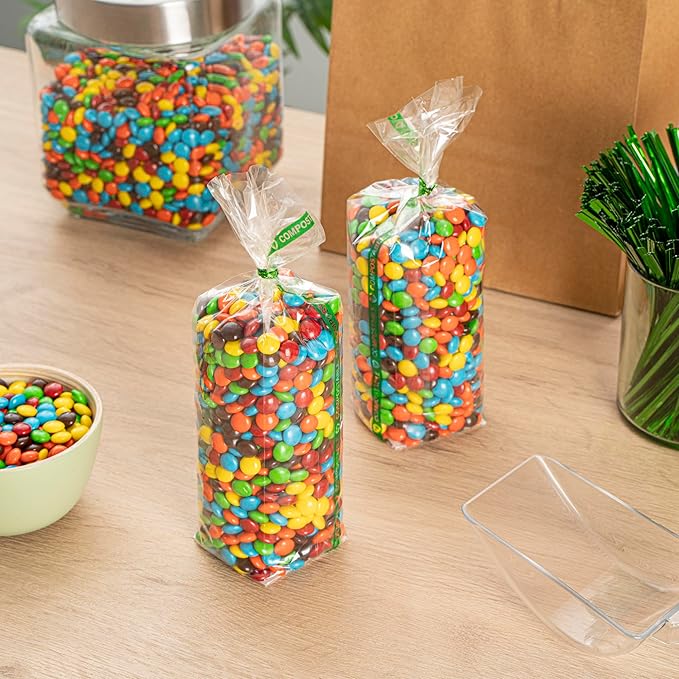 Resturantware Plastic Gusset Bags 100 Count 2" x 2" x 8 1/4" Wicker Dispensing Bottom Gusset Clear Plastic Bags Heat Sealable For Sourdough Bread Cookies Pastries Rolls For Home Bakers And Bakeries