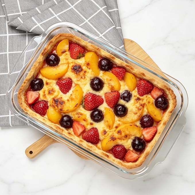 6-Piece Extra-Deep Glass Baking Dish Set with Lids, Rectangular Glass Bakeware Set, Baking Pans for Lasagna, Kitchen, Casserole Dishes for Oven, Freezer-to-Oven and Dishwasher