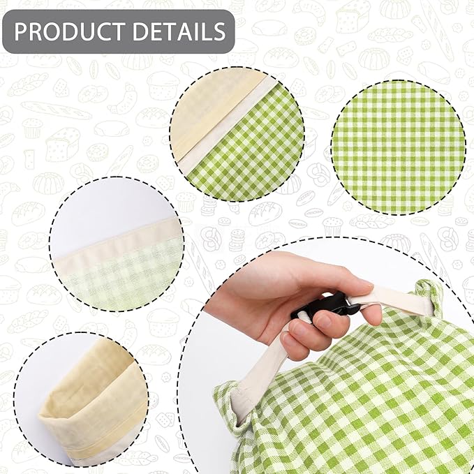2-Pack Reusable Beeswax Bread Bags for Sourdough, Natural Linen Bag for Homemade Bread，Extend the insurance period(Green)