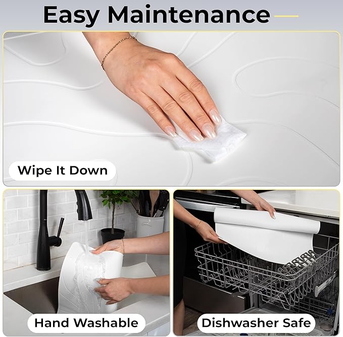 Stove Top Covers for Electric Stove - Silicone Stove Mat for Glass Top Stove - 28"x20" Stove Top Protector, Heat Resistant (450°F), XL Dish Drying Mat, Stove Cover – Pearl White