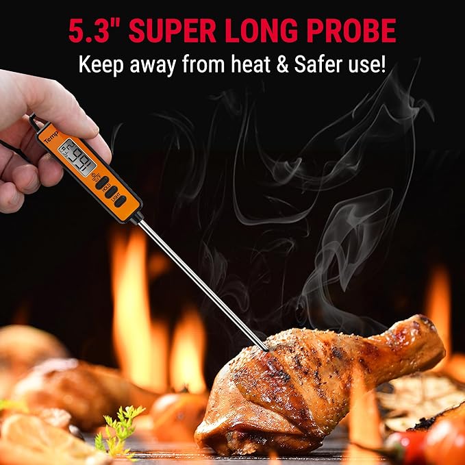 TempPro Temperature Gun, Infrared Thermometer Gun with Laser, Laser Thermometer Gun -58-1022 ℉, Meat Thermometer Digital with Super Long Probe, Food Thermometer for Cooking(Previously ThermoPro)