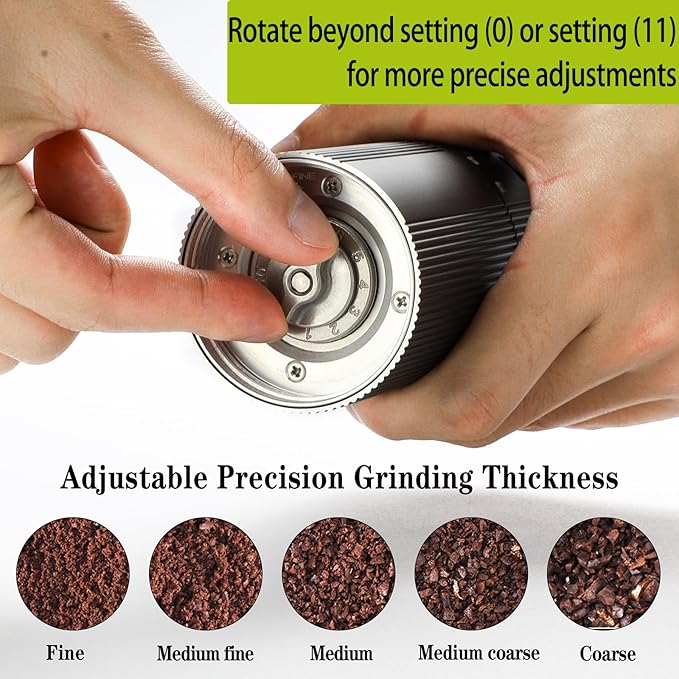 Portable Coffee Grinder Electric Burr Coffee Grinder with 45 Adjustable Settings, Rechargeable Coffee Grinders for Espresso, Travel, Camping and Office (Silver)