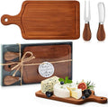 Ziliny 1 Set Bridal Baby Shower Cheese Prizes Wooden Square Board Gift Set Knives Forks Thank You Tags with Box for Guests for Valentines Bridal Baby Shower Housewarming (Carbonized Bamboo)