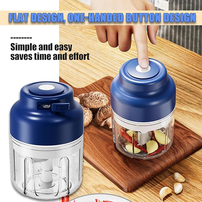 2026 New Household Electric Garlic Crusher, Rechargeable Mini Food Chopper with USB Cable, Strong Battery Life, One-Touch Operation for Chopping Garlic, Onion (Green, L)