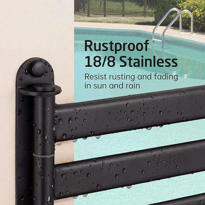 KES Swivel Towel Rack, 19.5" Extra Long Swivel Towel Racks for Bathroom 4-Arm, Swing Out Towel Rack Wall Mounted 18/8 Stainless Steel Matte Black, A2104S4L50-BK