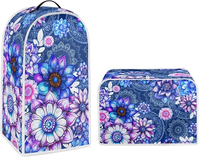 Bright Blossoms Toaster and Blender Cover Set Boho Mandala Floral Small Appliance Cover Kitchen Accessories Size S