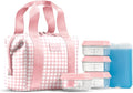 Fit & Fresh Remi Lunch Bag for Women Work – Neoprene Lunch Tote with Containers & Ice Pack, Reusable Meal Prep Lunch Box, Large Capacity, Machine Washable, Pink Gingham