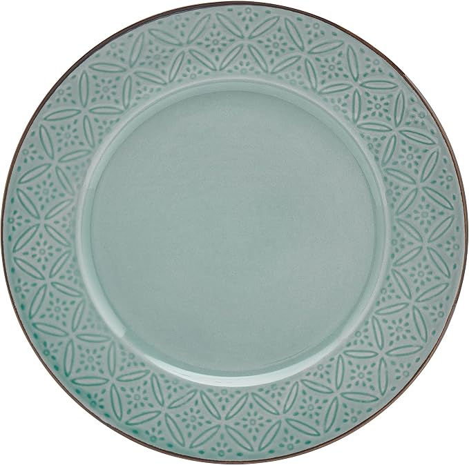 Pfaltzgraff Kori 12 Piece Dinnerware Set with Double Handled Bowl, Service for 4, Sage