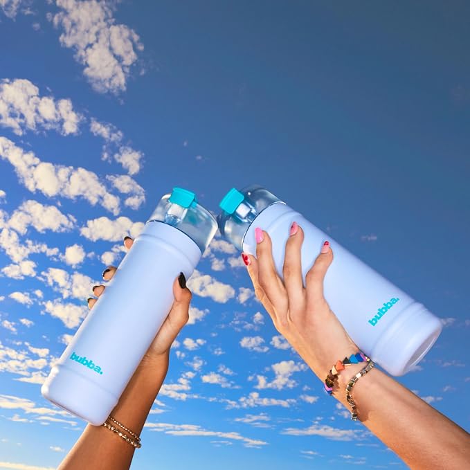 bubba 24 oz Dualsip Insulated Stainless Steel Water Bottle with Straw - Reusable, Leakproof, Lightweight, Dishwasher Safe, Lead-Free and BPA-Free, Moodbooster