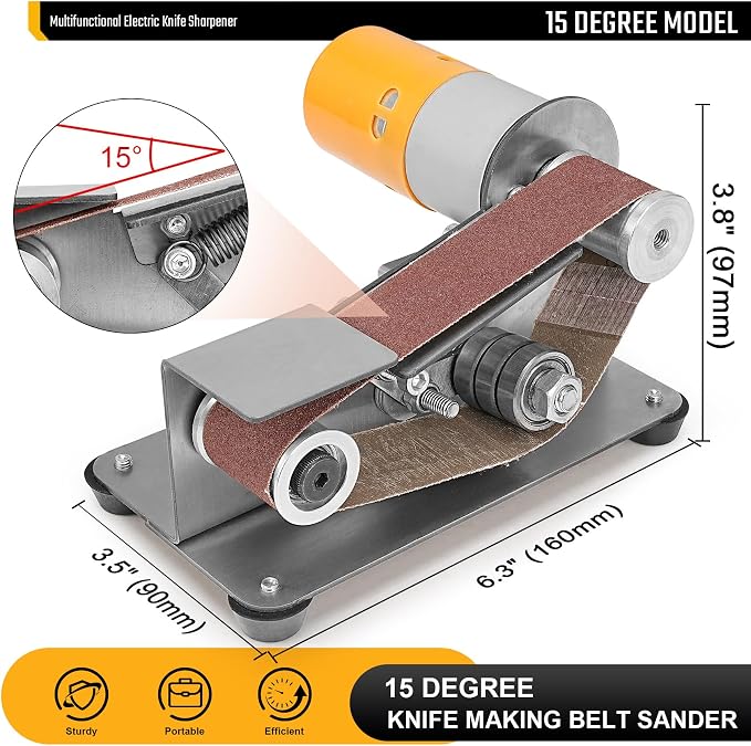 Multifunctional Electric Knife and Tool Sharpener, 7 Adjustable Speed Knife Making Belt Grinder Knife Sharpening System - For Hunting, Serrated & Kitchen Knives, Wood, Plastic, Crafts