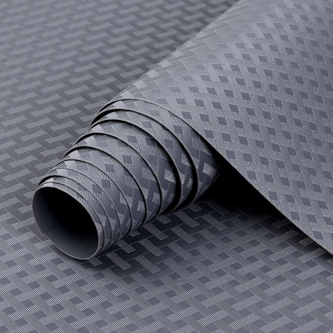 HooTown Shelf Liner Kitchen Cabinet Drawer Mats 17.5 Inch Wide x 78.7 Inch Long, Non Skid EVA Plastic Washable Oil Proof Pad for RV Drawer, Dish Plate Slippery Protection, Gray