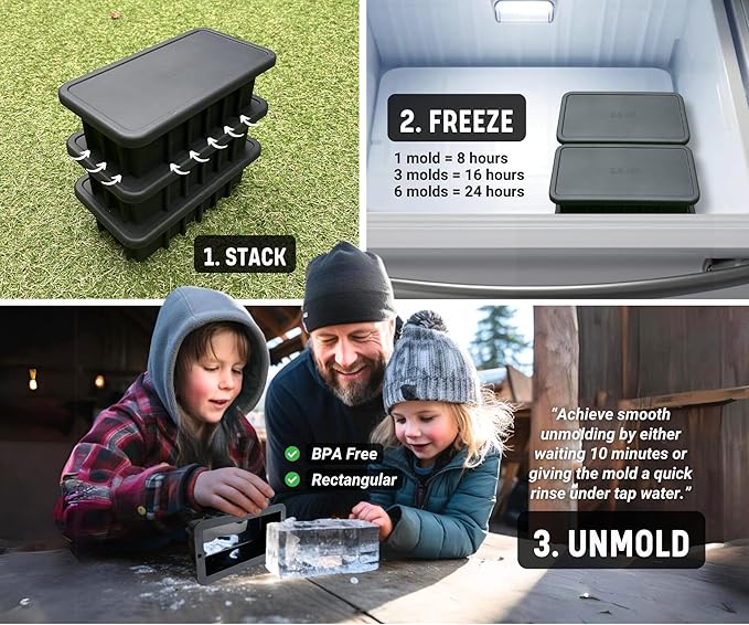 Alaskey® Extra Large Ice Block Mold 2.5 lbs With Lid (Single) | Create Perfect Ice Bricks | Professional Silicone Mold for Crafting Giant Ice Cubes, Ideal for Ice Baths, Coolers, Bartender Accessories