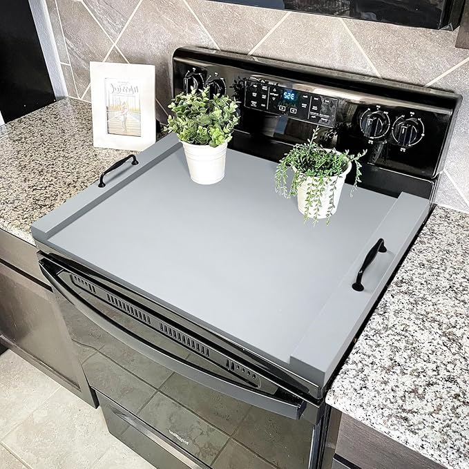 GASHELL Noodle Board Stove Cover with Handles, Multiple Stove Top Cover Board for Electric/Gas Stove Top(Grey)