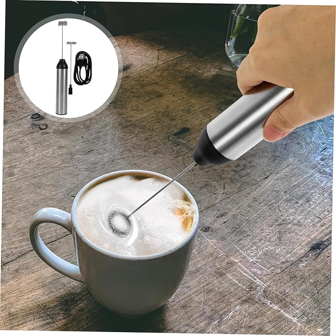 DECHOUS Electric Milk Frother Handheld Rechargeable for Coffee Latte Cappuccino Safe Materials Easy to Use