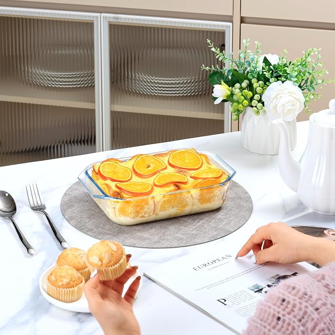 NUTRIUPS 1.4QT Small Glass Casserole Dish With Lid, 8.5×6.1in Rectangular Casserole Dish for Oven