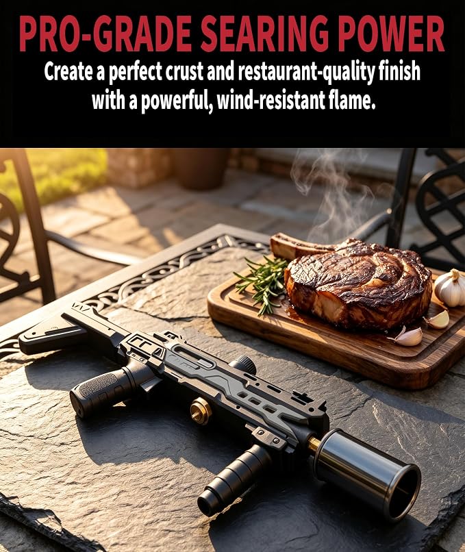 Powerful Propane Torch Gun, Fathers Day Gift for Dad Men, Culinary Blow Kitchen Cooking Torch for Steak Searing, Campfire Charcoal Starter for Blackstone Griddle Accessories (Tank Not included)