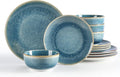 Sweejar Dinnerware Sets Service for 4, 12 pcs Porcelain Plates and Bowls for Kitchen, Housewaring Gift, Chip and Scratch Resistant Dish Set, Handmade Dishwasher and Microwave Safe Plate Set, Blue