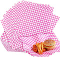 Spakon 1000 Sheets Wax Deli Paper Sheets for Food 12 x 12 Inch Checkered Dry Waxed Deli Basket Liners for Sandwich Wrapping, Food Basket Liners, Picnic party(Hot Pink-white)