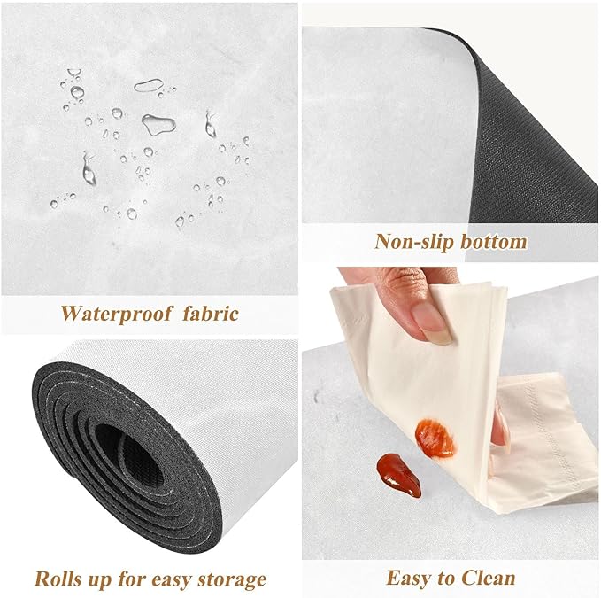 2 in 1 Table Runner Trivet for Hot Pots and Pans Heat Resistant Non Slip Waterproof 39 x 12 Inch Decorative Table Protector for Kitchen Countertop Marble White