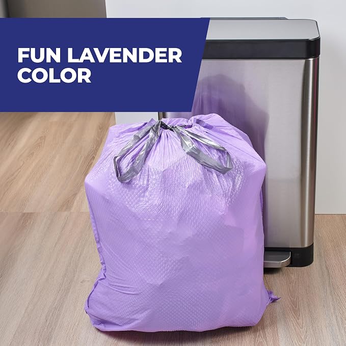Hefty Ultra Strong 13 Gallon Trash Bags, Tall Kitchen Trash Bags 13 Gallon Size, Resist Leaks, Punctures, and Rips, Continuous Odor Control, Purple, Fabuloso Scent, 110 Bags