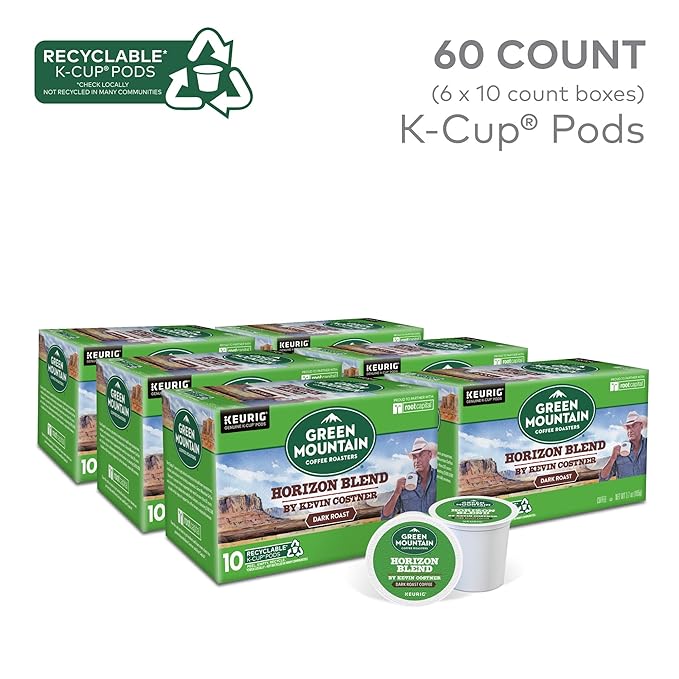 Green Mountain Coffee Roasters Horizon Blend Coffee by Kevin Costner, Single Serve Keurig K-Cup Pod, 60-Count Box